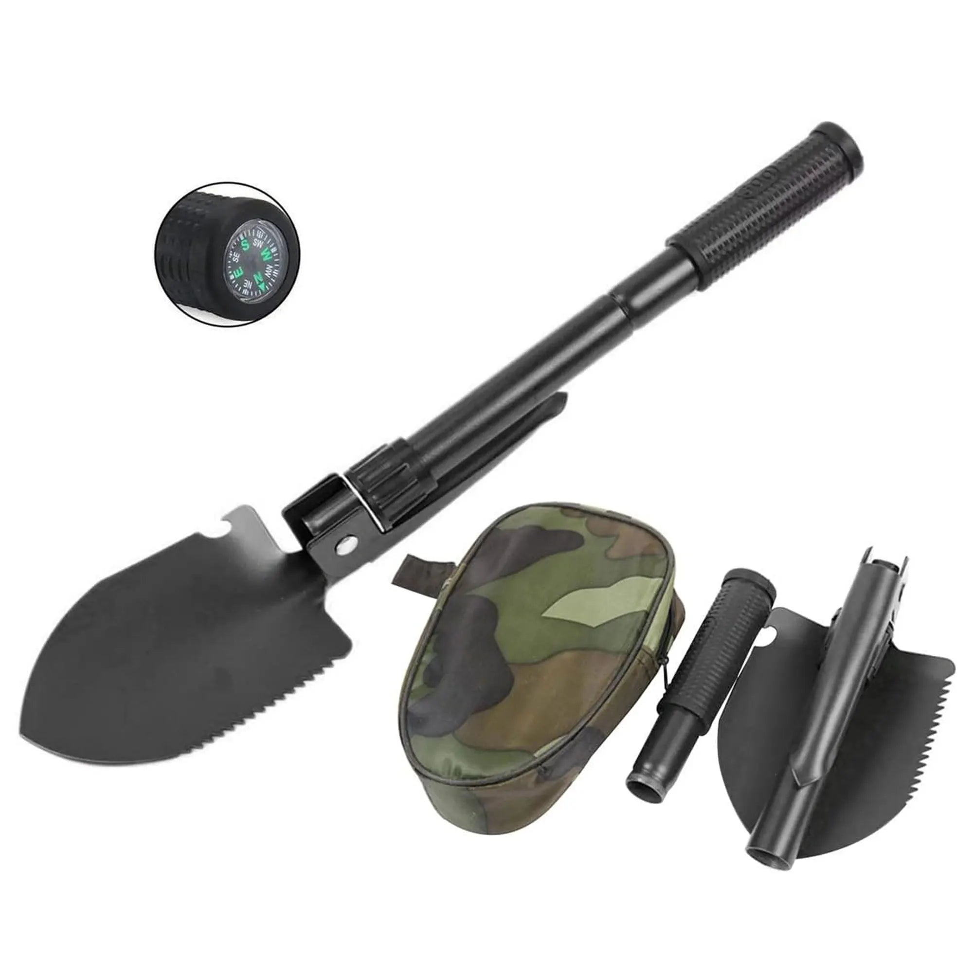Military Small Folding Camping Shovel, Mini Compact Pickaxe with