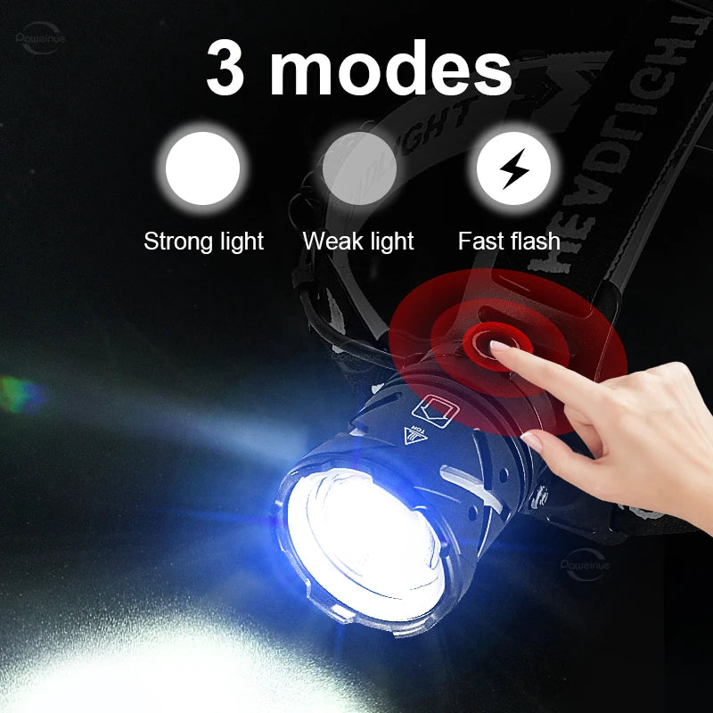 80000LM Powerful Headlamp USB Rechargeable Headlight Flashlight Large