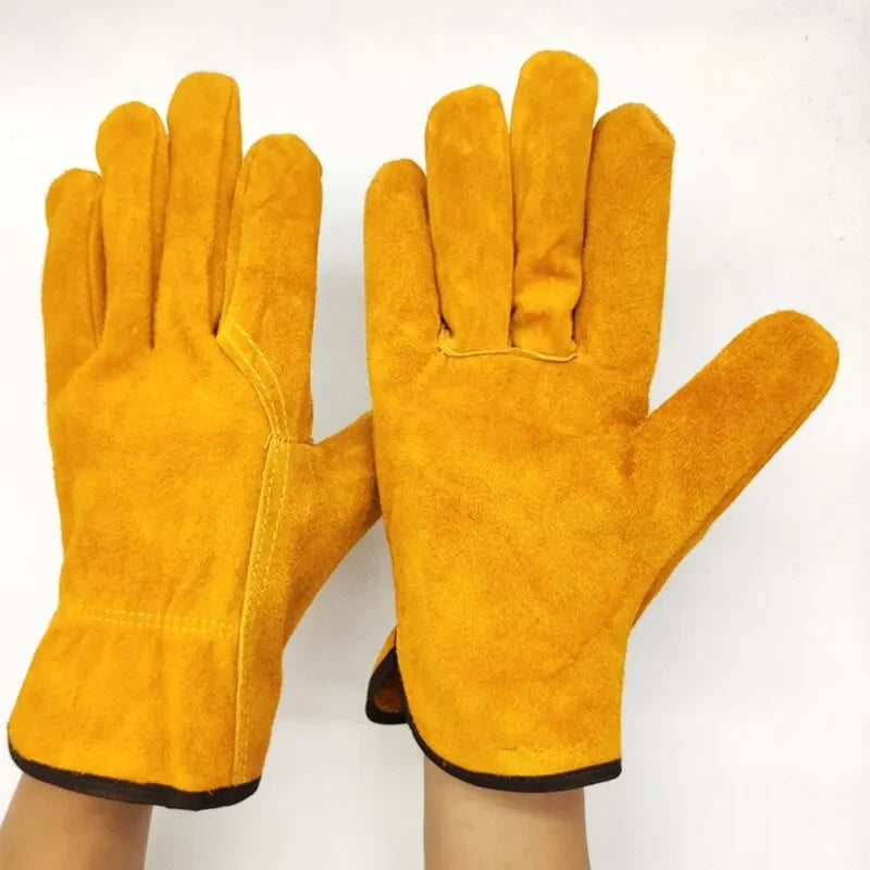 Men Work Gloves Soft Cowhide Driver Hunting Driving Farm Garden