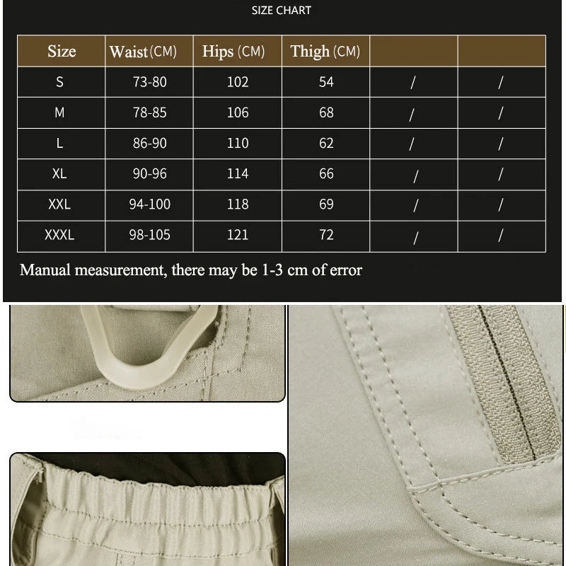 Summer Men Cargo Shorts Quick Dry Tactical Short Pants Multi-Pocket