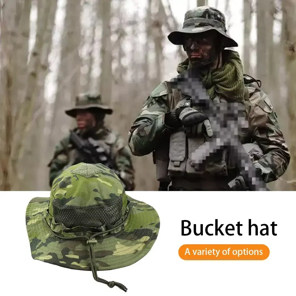 Chapeau Boonie Camouflage Tactique - Large Visière, Idéal pour les Hommes en Plein Air