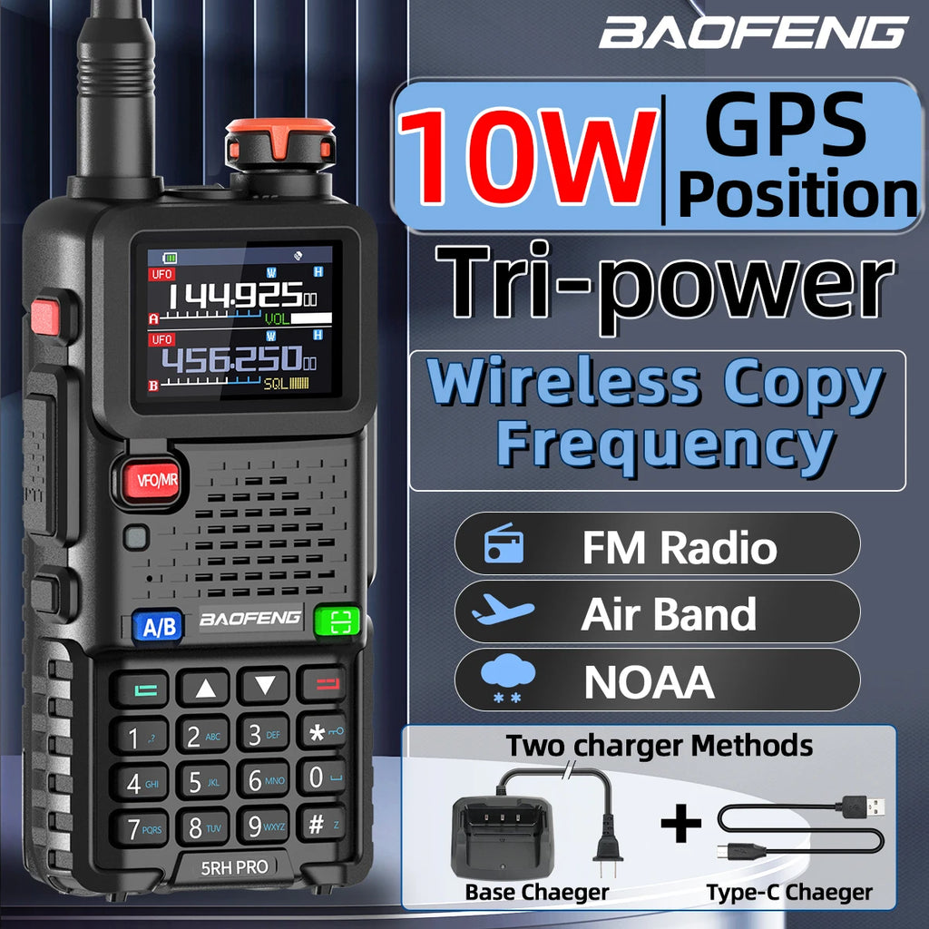 Baofeng UV-5RH PRO GPS Walkie Talkie Long Range Multi Band Wirless