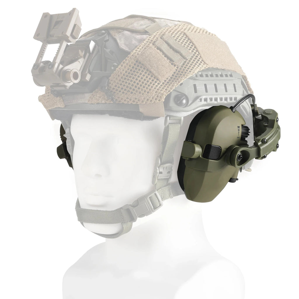 Active Helmet Mounted Earmuffs For Shooting Electronic Hearing