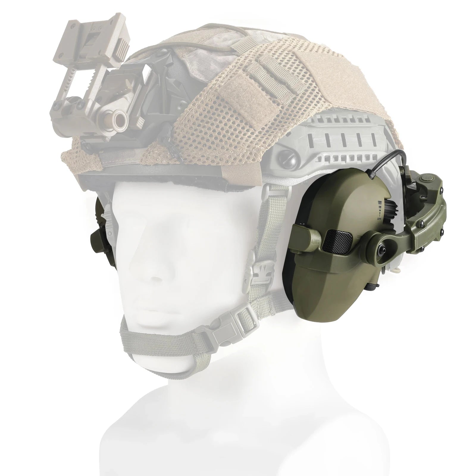 Active Helmet Mounted Earmuffs For Shooting Electronic Hearing