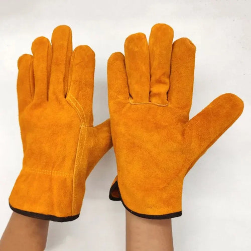Men Work Gloves Soft Cowhide Driver Hunting Driving Farm Garden