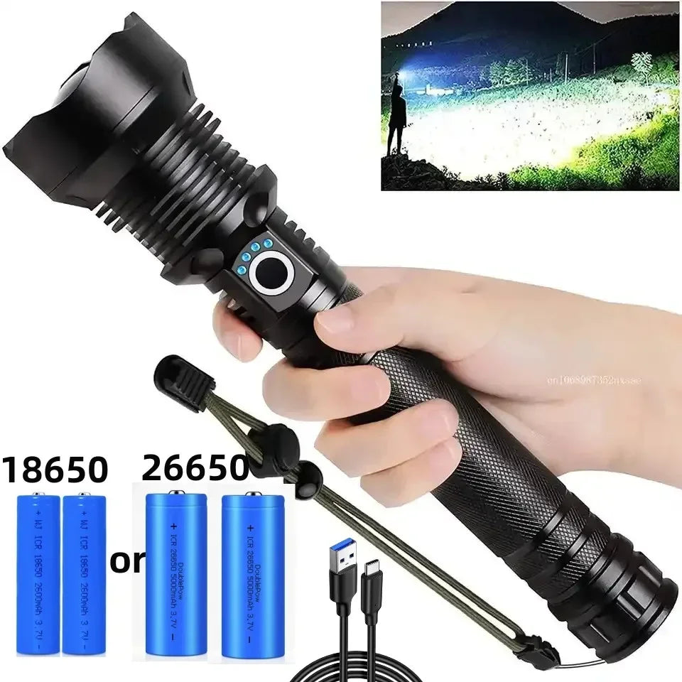 Rechargeable LED Flashlights 90000 Lumens Super Bright Zoomable