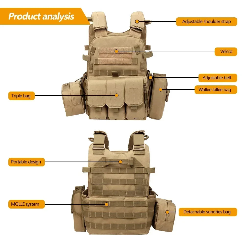 6094 Military Tactical Vest Body Armor Combat Army CS Gear Hunting