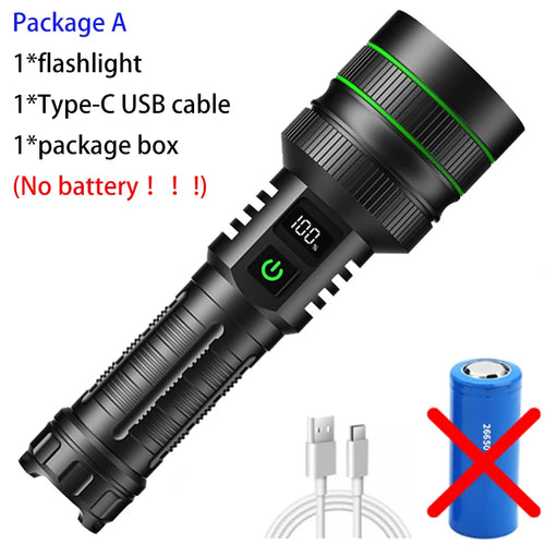 Bright Spotlight Long Range LED Flashlight Type-C Charging Strong