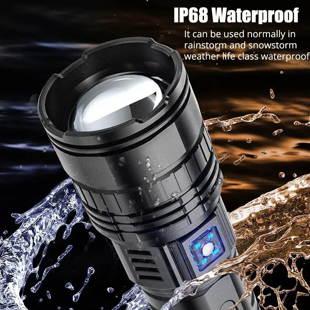 Ultra Bright LED Flashlight Powerful Tactical Torch 15000mah Built-in
