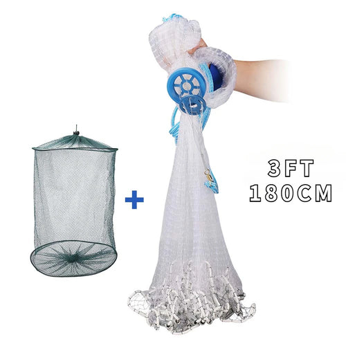 American Saltwater Fishing Cast Net 3ft Radius with Heavy Duty Zinc