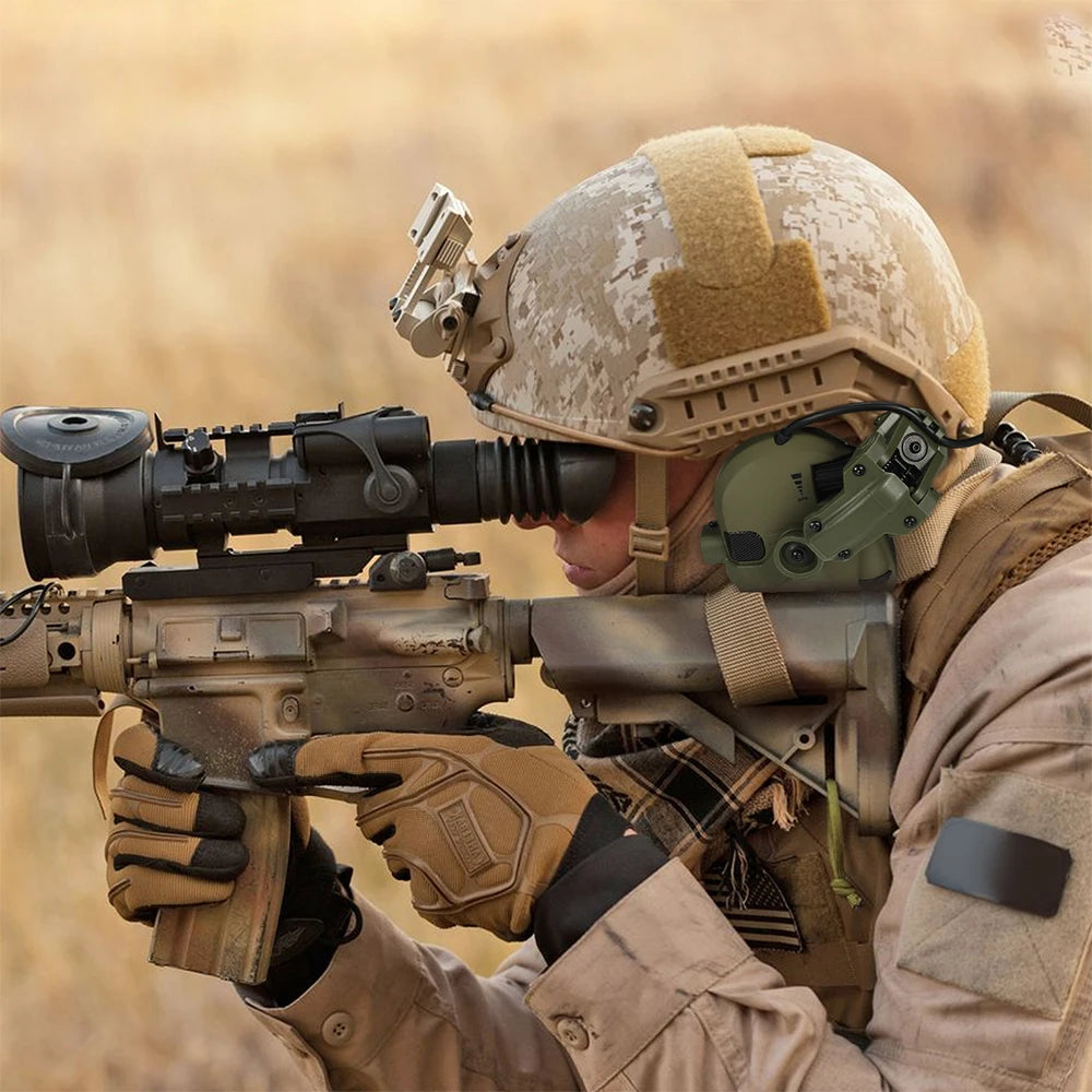 Active Helmet Mounted Earmuffs For Shooting Electronic Hearing