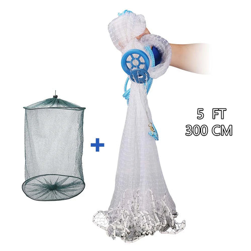 American Saltwater Fishing Cast Net 3ft Radius with Heavy Duty Zinc
