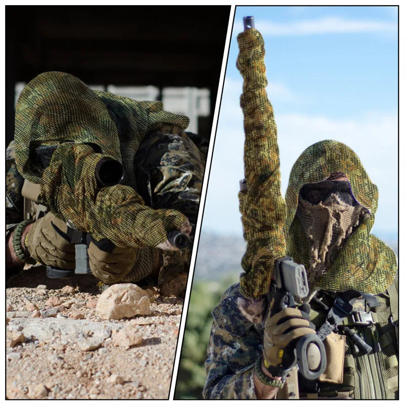 Large Camouflage Scarf Sniper Hunter Mesh Face Scarf Men Riding
