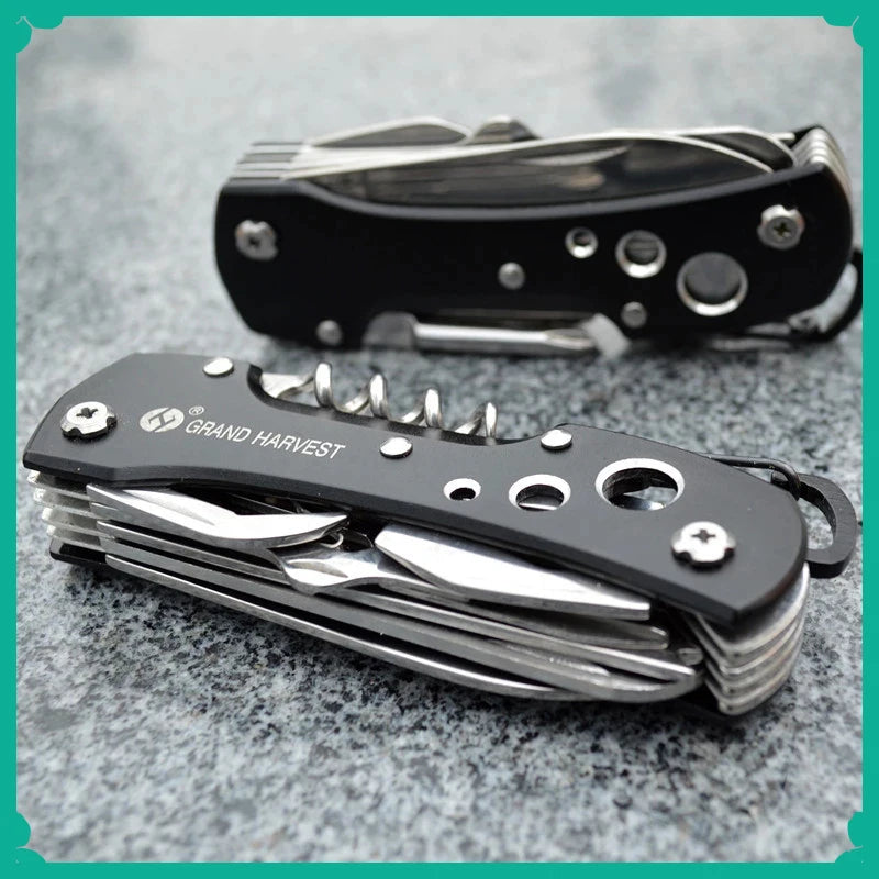 Multitool Knife 11 In 1 Fold Gear Knife Swiss Survive Pocket Hunting