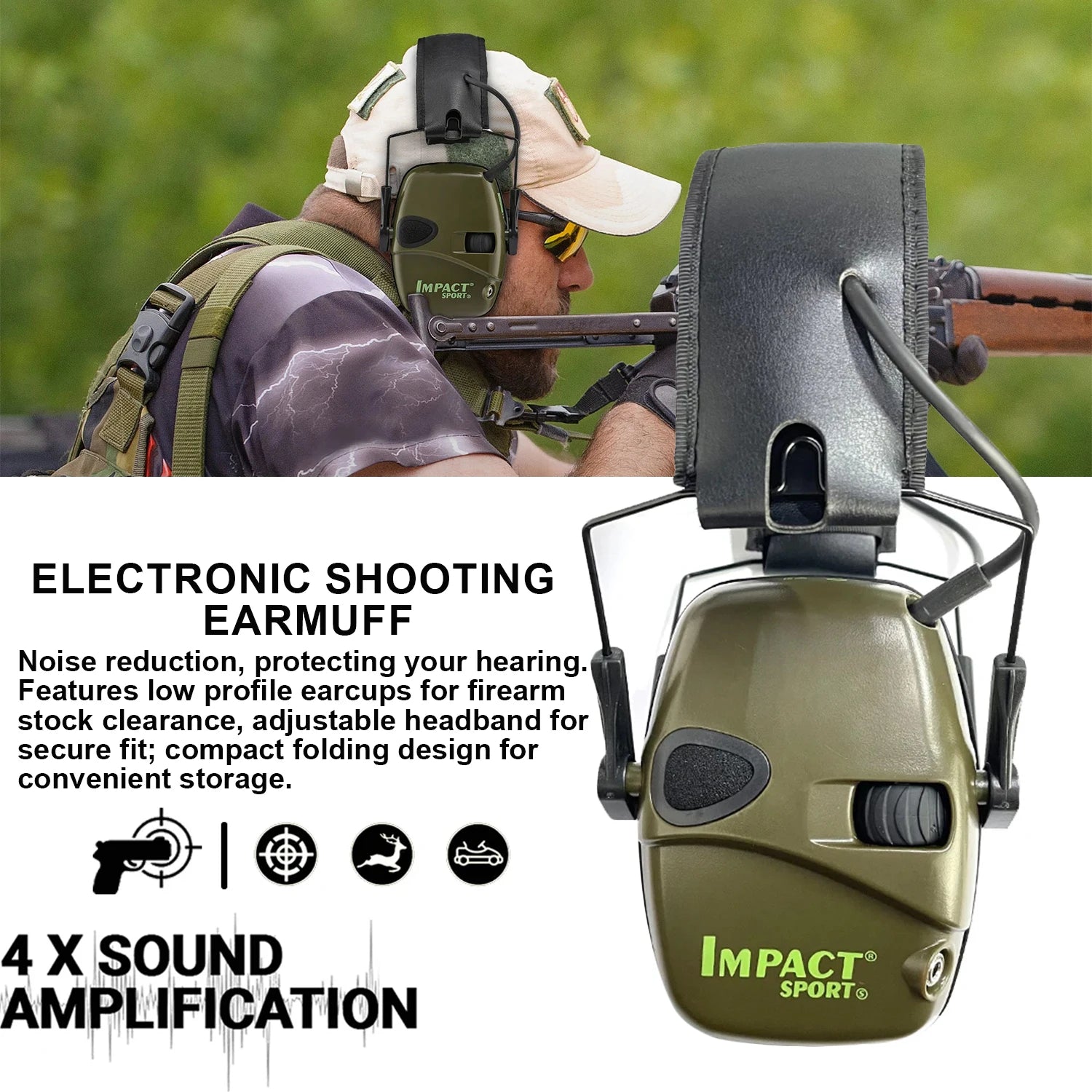 Electronic Shooting Headset Headphones for Hearing Protection Ear