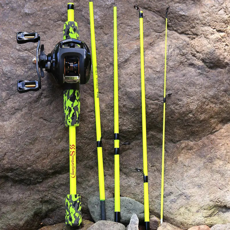 NNETM Ultralight 5-Section Travel Fishing Rod with Comfortable EVA Handle - Yellow