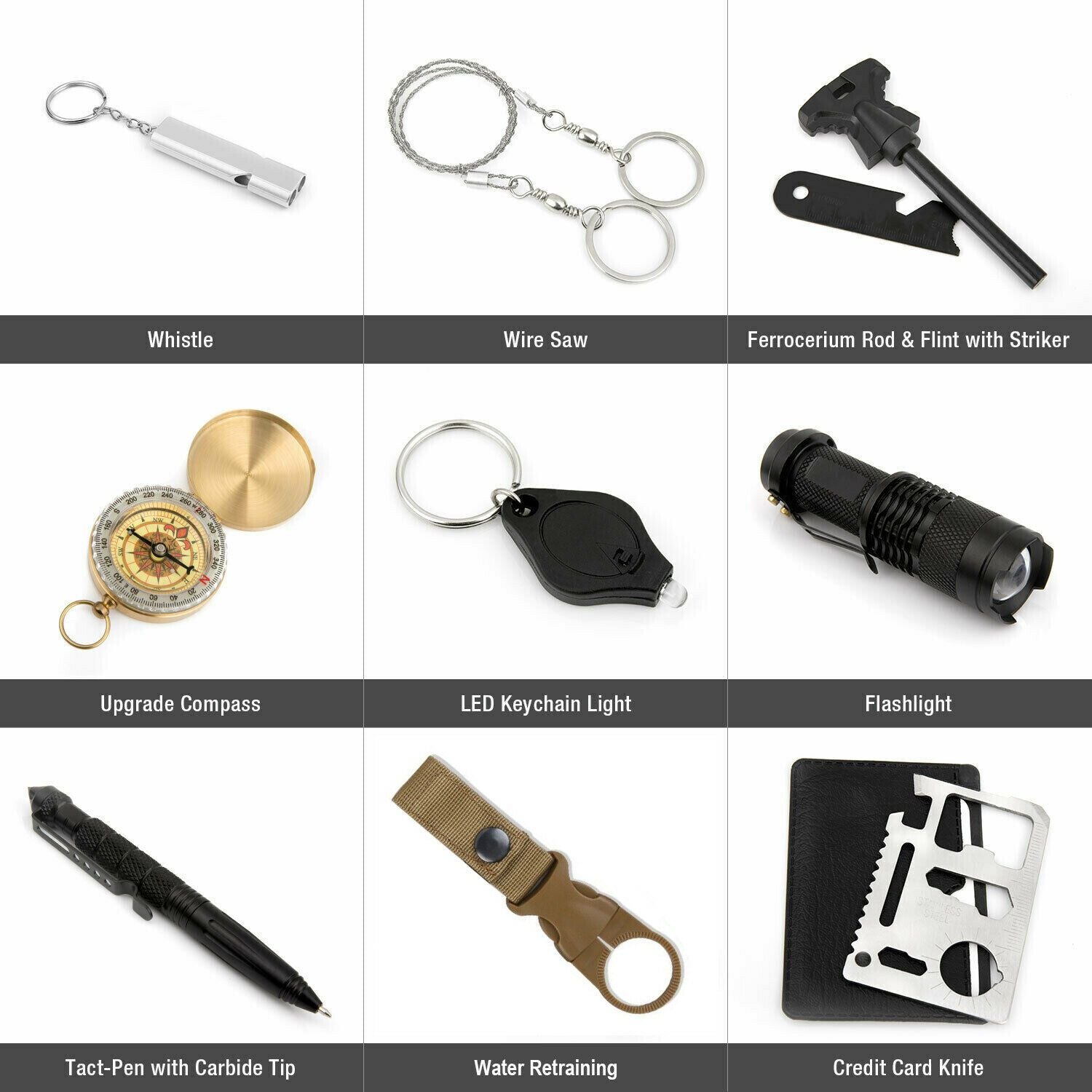 Kit de Survie Extérieur 14 en 1 pour Camping et Aventure